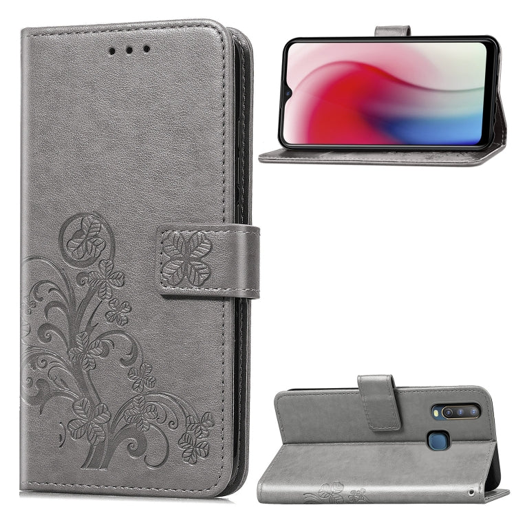 Four-leaf Clasp Embossed Buckle Mobile Phone Protection Leather Case with Lanyard & Card Slot & Wallet & Bracket Function for Vivo Y3