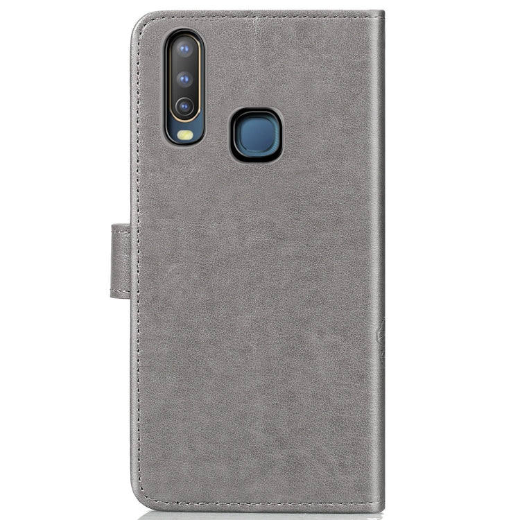 Four-leaf Clasp Embossed Buckle Mobile Phone Protection Leather Case with Lanyard & Card Slot & Wallet & Bracket Function for Vivo Y3