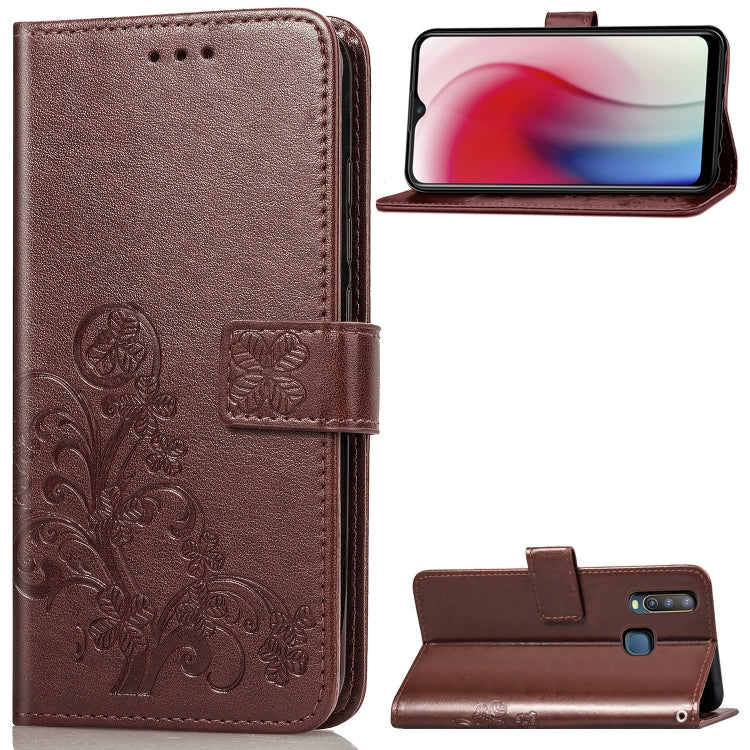 Four-leaf Clasp Embossed Buckle Mobile Phone Protection Leather Case with Lanyard & Card Slot & Wallet & Bracket Function for Vivo Y3