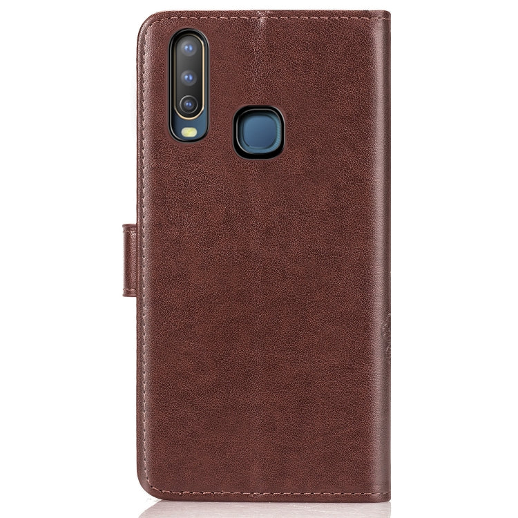 Four-leaf Clasp Embossed Buckle Mobile Phone Protection Leather Case with Lanyard & Card Slot & Wallet & Bracket Function for Vivo Y3