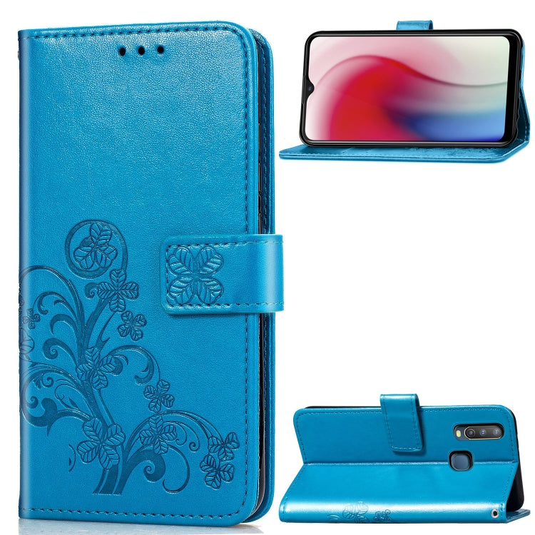 Four-leaf Clasp Embossed Buckle Mobile Phone Protection Leather Case with Lanyard & Card Slot & Wallet & Bracket Function for Vivo Y3
