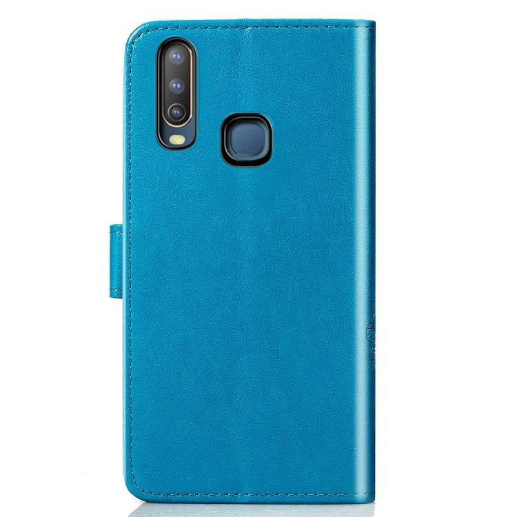 Four-leaf Clasp Embossed Buckle Mobile Phone Protection Leather Case with Lanyard & Card Slot & Wallet & Bracket Function for Vivo Y3