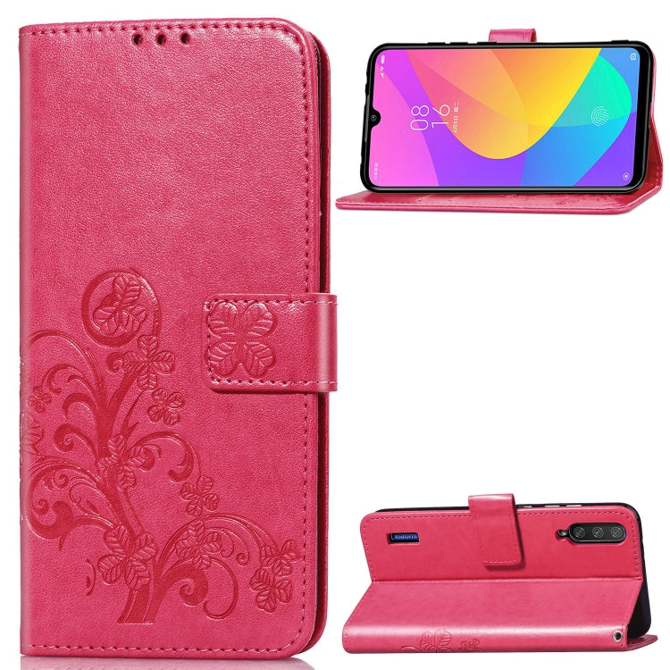 Four-leaf Clasp Embossed Buckle Mobile Phone Protection Leather Case with Lanyard & Card Slot & Wallet & Bracket Function for Xiaomi CC9