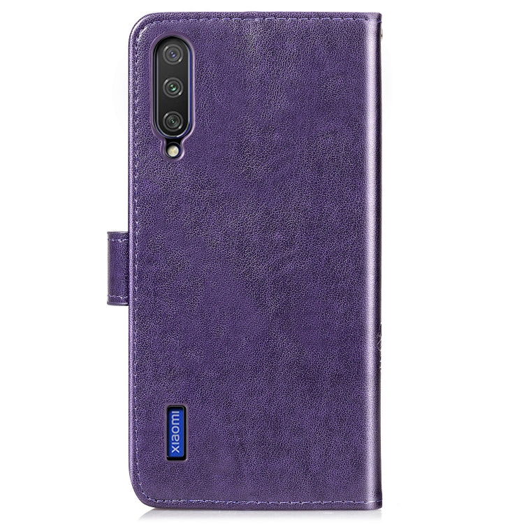 Four-leaf Clasp Embossed Buckle Mobile Phone Protection Leather Case with Lanyard & Card Slot & Wallet & Bracket Function for Xiaomi CC9