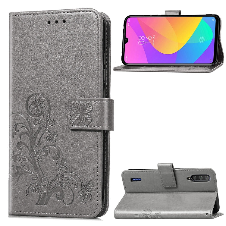 Four-leaf Clasp Embossed Buckle Mobile Phone Protection Leather Case with Lanyard & Card Slot & Wallet & Bracket Function for Xiaomi CC9