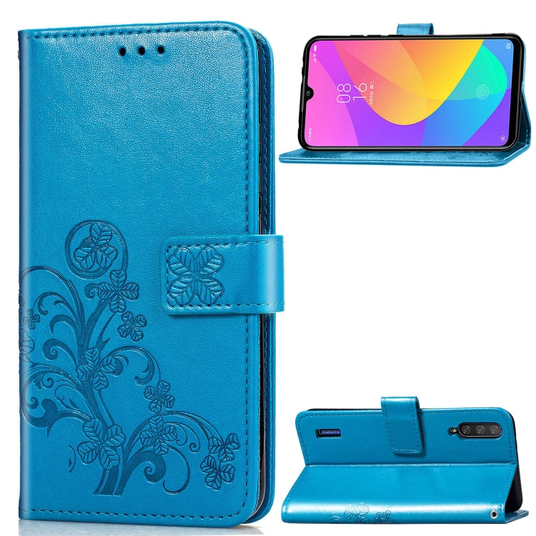 Four-leaf Clasp Embossed Buckle Mobile Phone Protection Leather Case with Lanyard & Card Slot & Wallet & Bracket Function for Xiaomi CC9