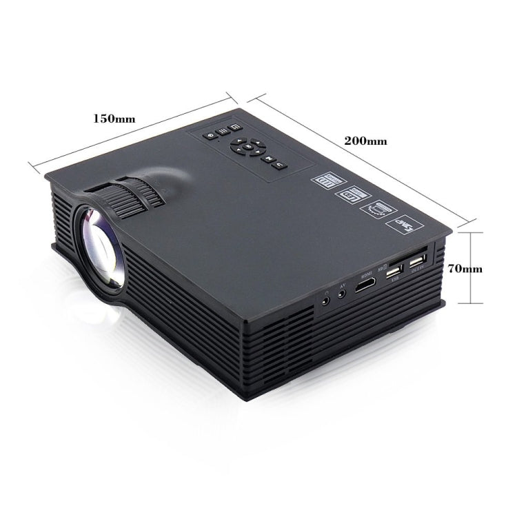 UC40 LED Portable Projector,1200 Lumens Mini Home Theater Support PC/Laptop/TV Box and More, with HDMI/TV/VGA/AV/USB/SD Interface 800*481 Resolution-Black