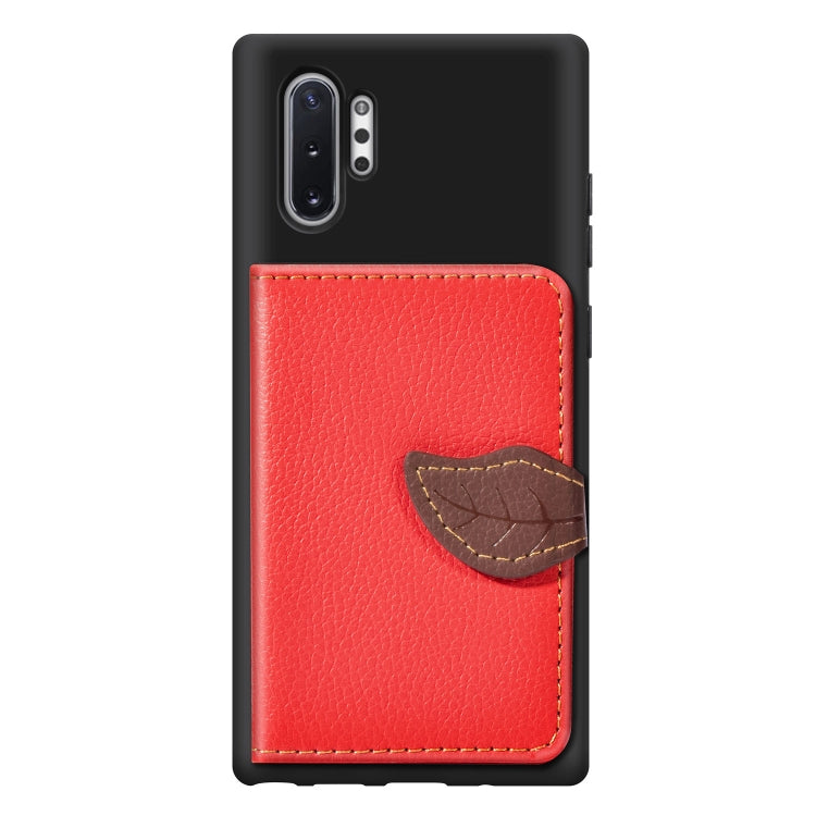 Leaf Buckle Litchi Texture Card Holder PU + TPU Case with Card Slot & Wallet & Holder & Photo Frame for Galaxy Note 10+