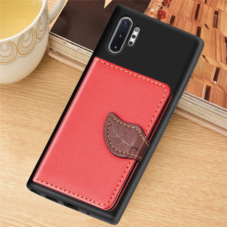 Leaf Buckle Litchi Texture Card Holder PU + TPU Case with Card Slot & Wallet & Holder & Photo Frame for Galaxy Note 10+