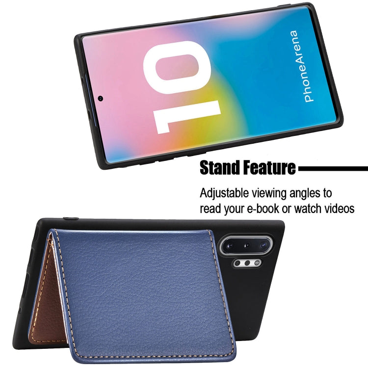 Leaf Buckle Litchi Texture Card Holder PU + TPU Case with Card Slot & Wallet & Holder & Photo Frame for Galaxy Note 10+