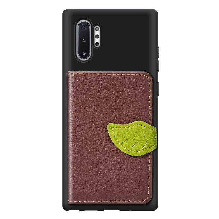 Leaf Buckle Litchi Texture Card Holder PU + TPU Case with Card Slot & Wallet & Holder & Photo Frame for Galaxy Note 10+