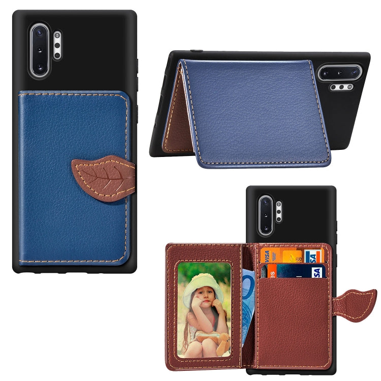 Leaf Buckle Litchi Texture Card Holder PU + TPU Case with Card Slot & Wallet & Holder & Photo Frame for Galaxy Note 10+