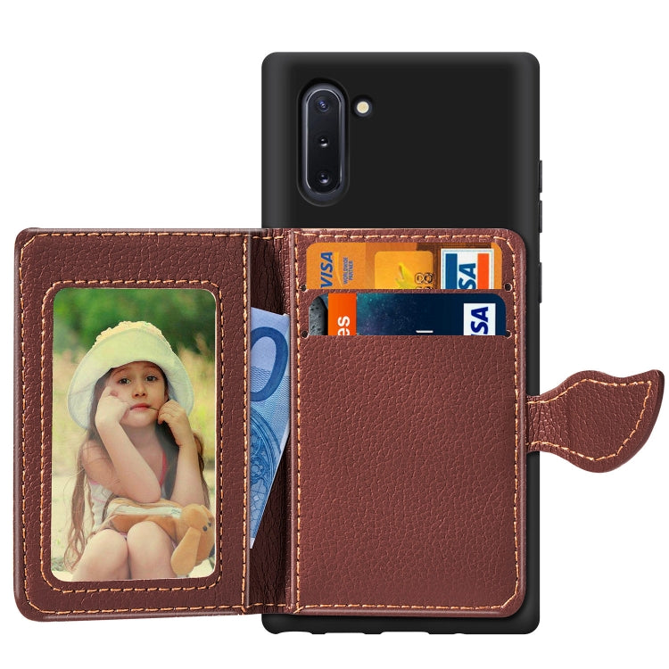 Leaf Buckle Litchi Texture Card Holder PU + TPU Case with Card Slot & Wallet & Holder & Photo Frame for Galaxy Note10