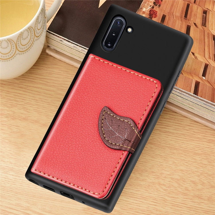 Leaf Buckle Litchi Texture Card Holder PU + TPU Case with Card Slot & Wallet & Holder & Photo Frame for Galaxy Note10