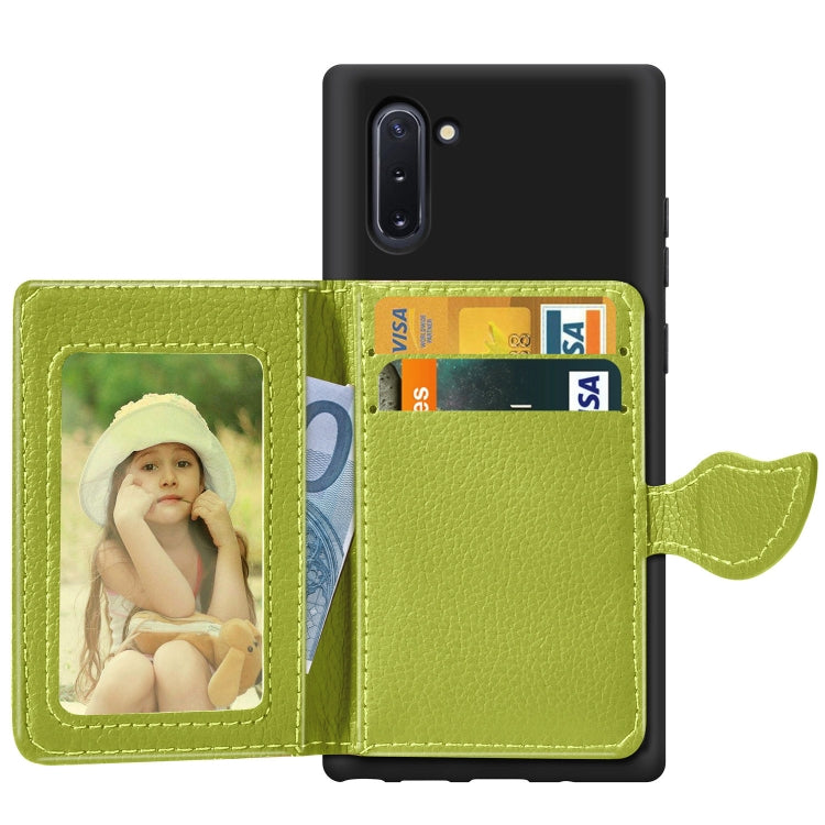 Leaf Buckle Litchi Texture Card Holder PU + TPU Case with Card Slot & Wallet & Holder & Photo Frame for Galaxy Note10