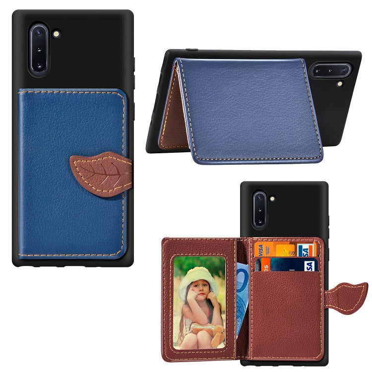 Leaf Buckle Litchi Texture Card Holder PU + TPU Case with Card Slot & Wallet & Holder & Photo Frame for Galaxy Note10