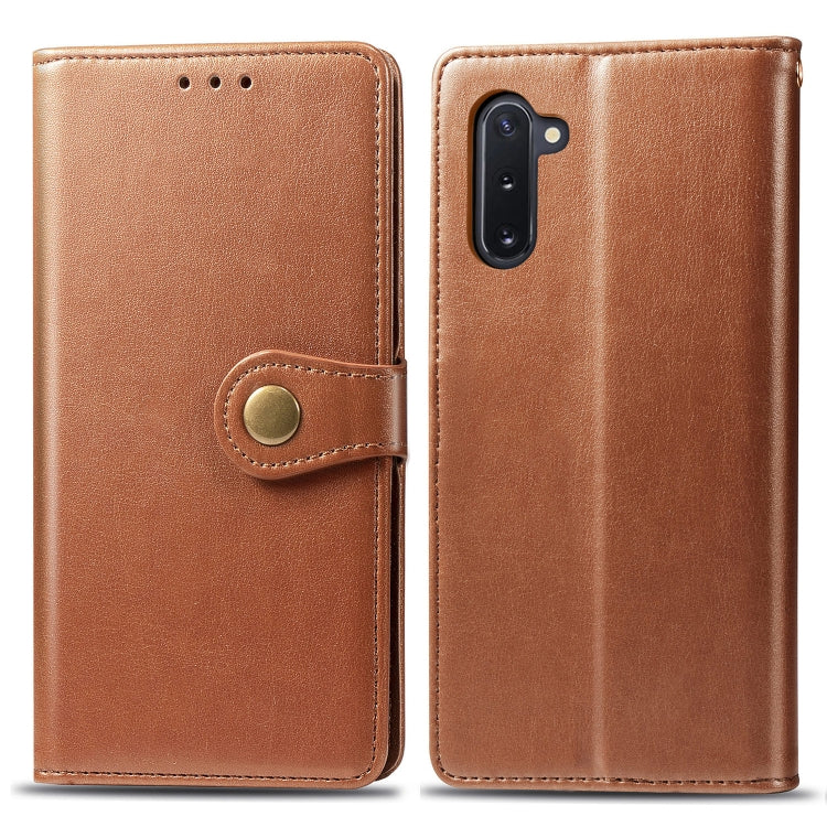 Retro Solid Color Leather Buckle Mobile Phone Protection Leather Case with Photo Frame & Card Slot & Wallet & Bracket Function for Galaxy Note 10