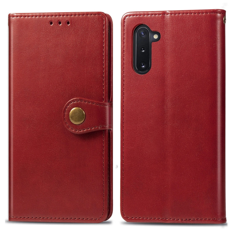 Retro Solid Color Leather Buckle Mobile Phone Protection Leather Case with Photo Frame & Card Slot & Wallet & Bracket Function for Galaxy Note 10