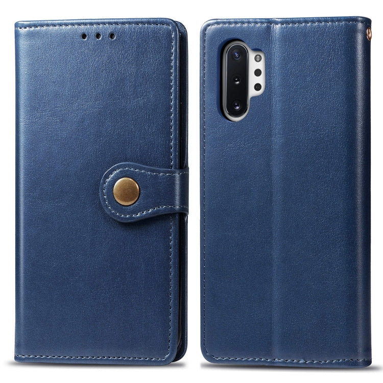 Retro Solid Color Leather Buckle Mobile Phone Protection Leather Case with Photo Frame & Card Slot & Wallet & Bracket Function for Galaxy Note10+