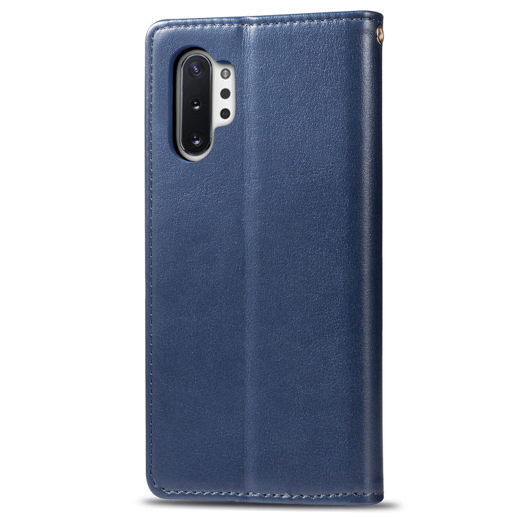 Retro Solid Color Leather Buckle Mobile Phone Protection Leather Case with Photo Frame & Card Slot & Wallet & Bracket Function for Galaxy Note10+