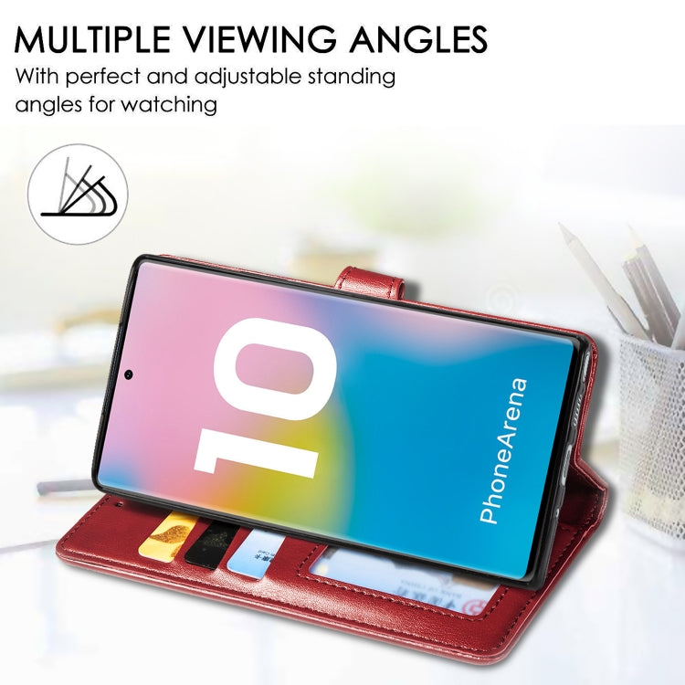Retro Solid Color Leather Buckle Mobile Phone Protection Leather Case with Photo Frame & Card Slot & Wallet & Bracket Function for Galaxy Note10+