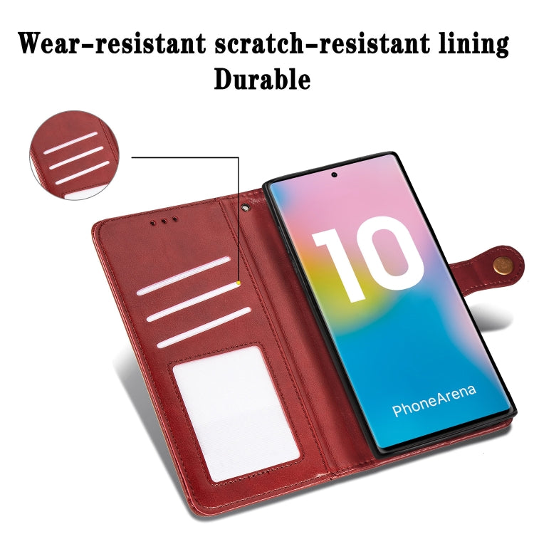 Retro Solid Color Leather Buckle Mobile Phone Protection Leather Case with Photo Frame & Card Slot & Wallet & Bracket Function for Galaxy Note10+
