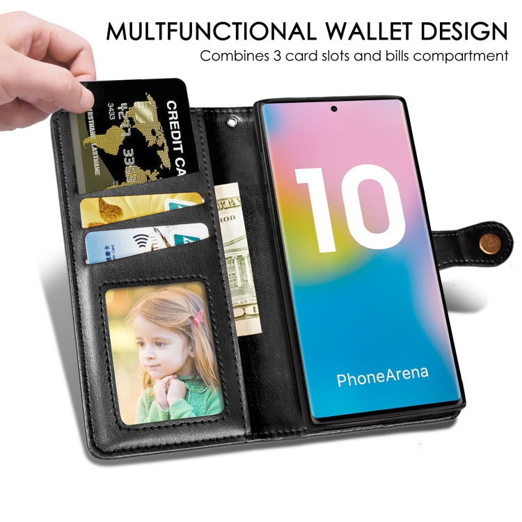 Retro Solid Color Leather Buckle Mobile Phone Protection Leather Case with Photo Frame & Card Slot & Wallet & Bracket Function for Galaxy Note10+