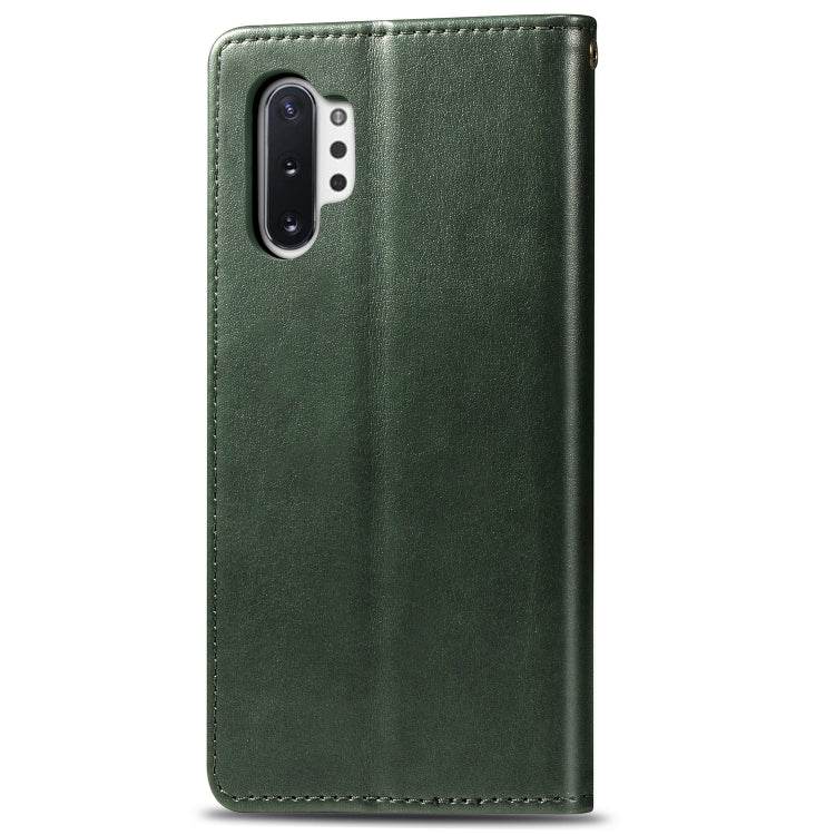 Retro Solid Color Leather Buckle Mobile Phone Protection Leather Case with Photo Frame & Card Slot & Wallet & Bracket Function for Galaxy Note10+