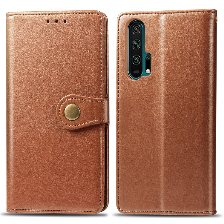 Retro Solid Color Leather Buckle Mobile Phone Protection Leather Case with Lanyard & Photo Frame & Card Slot & Wallet & Bracket Function for Huawei Honor 20 Pro