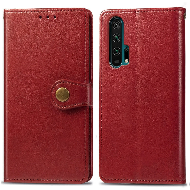Retro Solid Color Leather Buckle Mobile Phone Protection Leather Case with Lanyard & Photo Frame & Card Slot & Wallet & Bracket Function for Huawei Honor 20 Pro