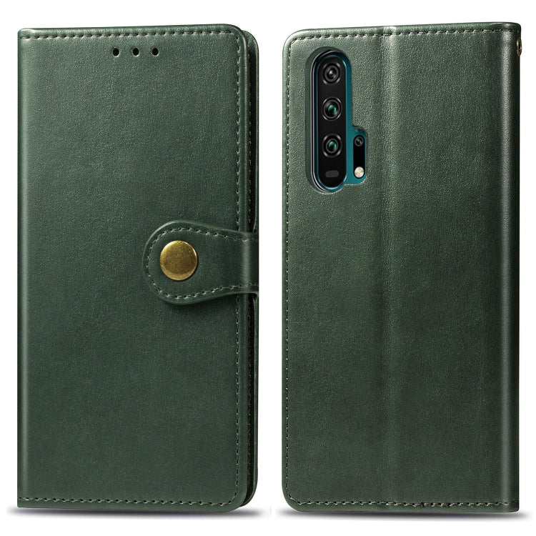 Retro Solid Color Leather Buckle Mobile Phone Protection Leather Case with Lanyard & Photo Frame & Card Slot & Wallet & Bracket Function for Huawei Honor 20 Pro