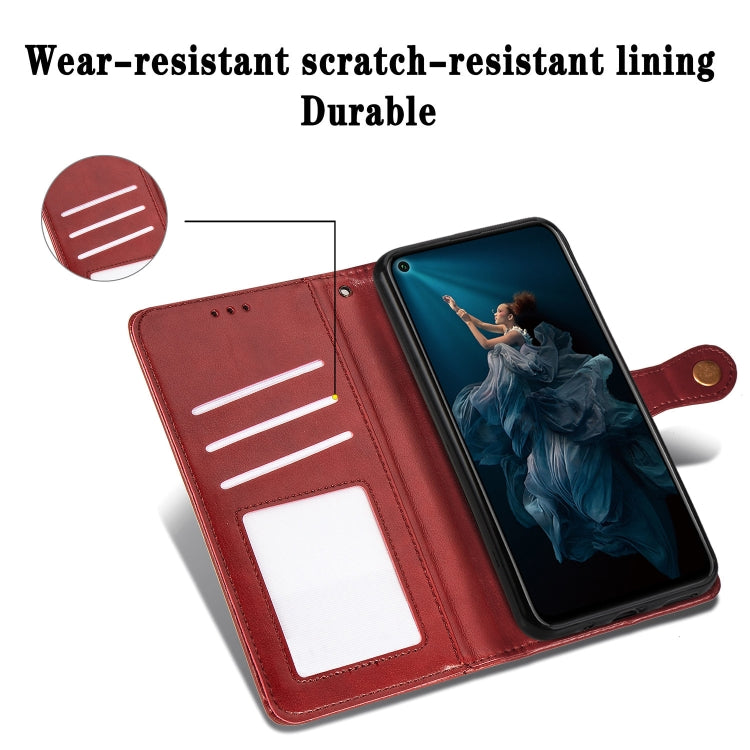 Retro Solid Color Leather Buckle Mobile Phone Protection Leather Case with Lanyard & Photo Frame & Card Slot & Wallet & Bracket Function for Huawei Honor 20