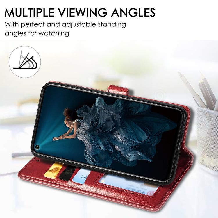 Retro Solid Color Leather Buckle Mobile Phone Protection Leather Case with Lanyard & Photo Frame & Card Slot & Wallet & Bracket Function for Huawei Honor 20