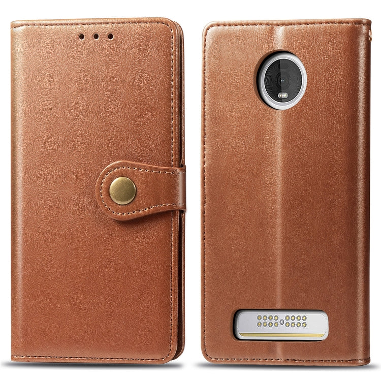 Retro Solid Color Leather Buckle Mobile Phone Protection Leather Case with Lanyard & Photo Frame & Card Slot & Wallet & Bracket Function for MOTO Z4