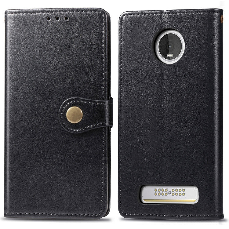 Retro Solid Color Leather Buckle Mobile Phone Protection Leather Case with Lanyard & Photo Frame & Card Slot & Wallet & Bracket Function for MOTO Z4