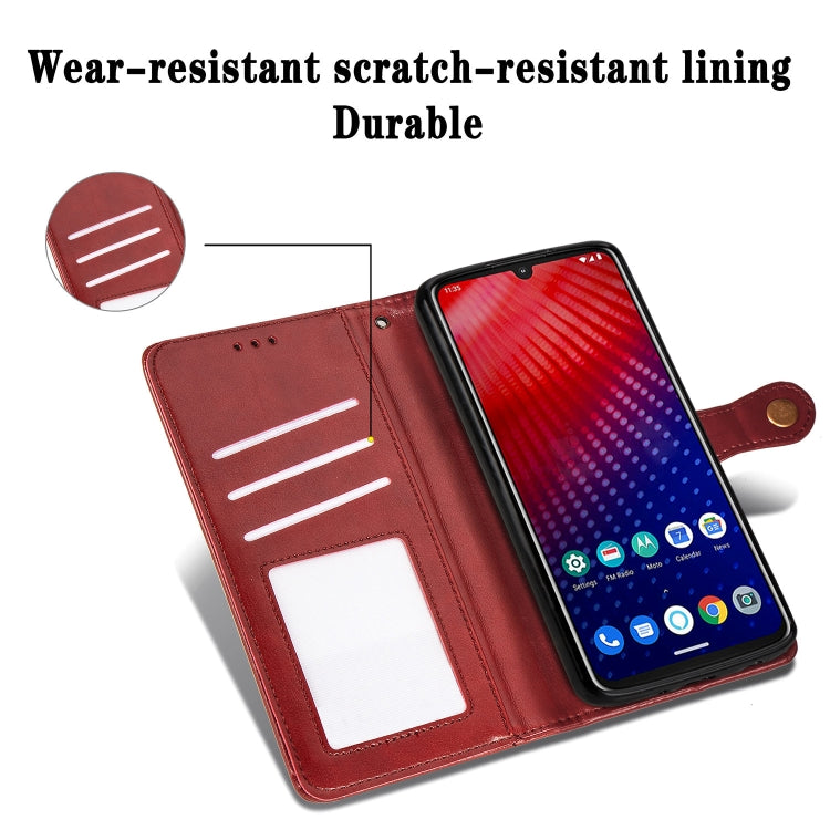 Retro Solid Color Leather Buckle Mobile Phone Protection Leather Case with Lanyard & Photo Frame & Card Slot & Wallet & Bracket Function for MOTO Z4