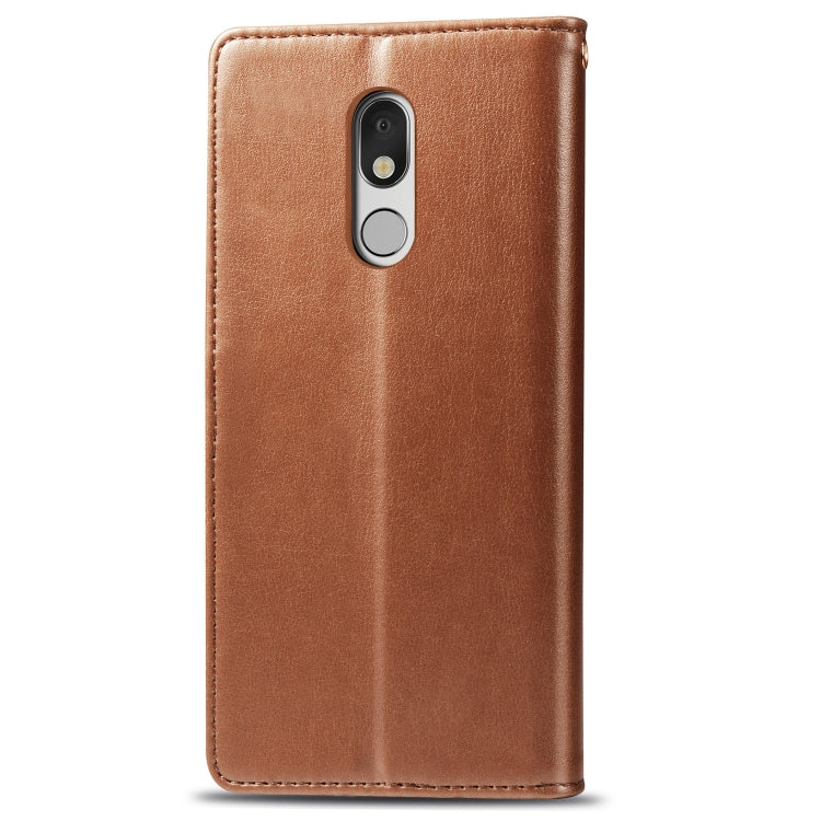 Retro Solid Color Leather Buckle Mobile Phone Protection Leather Case with Lanyard & Photo Frame & Card Slot & Wallet & Bracket Function for LG Stylo 5