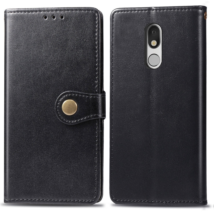 Retro Solid Color Leather Buckle Mobile Phone Protection Leather Case with Lanyard & Photo Frame & Card Slot & Wallet & Bracket Function for LG Stylo 5