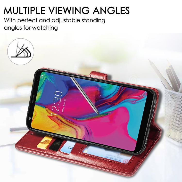 Retro Solid Color Leather Buckle Mobile Phone Protection Leather Case with Lanyard & Photo Frame & Card Slot & Wallet & Bracket Function for LG Stylo 5