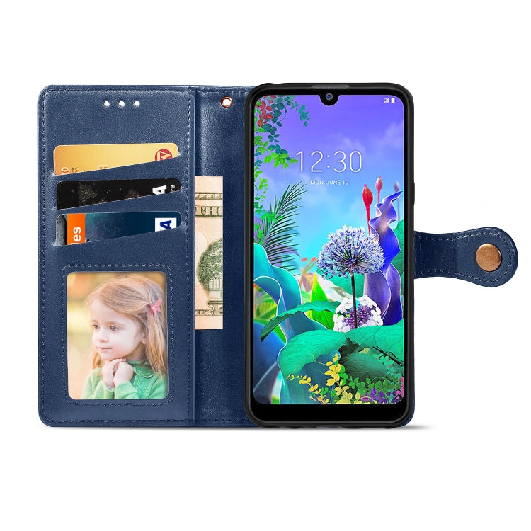 Retro Solid Color Leather Buckle Mobile Phone Protection Leather Case with Lanyard & Photo Frame & Card Slot & Wallet & Bracket Function for LG Q60
