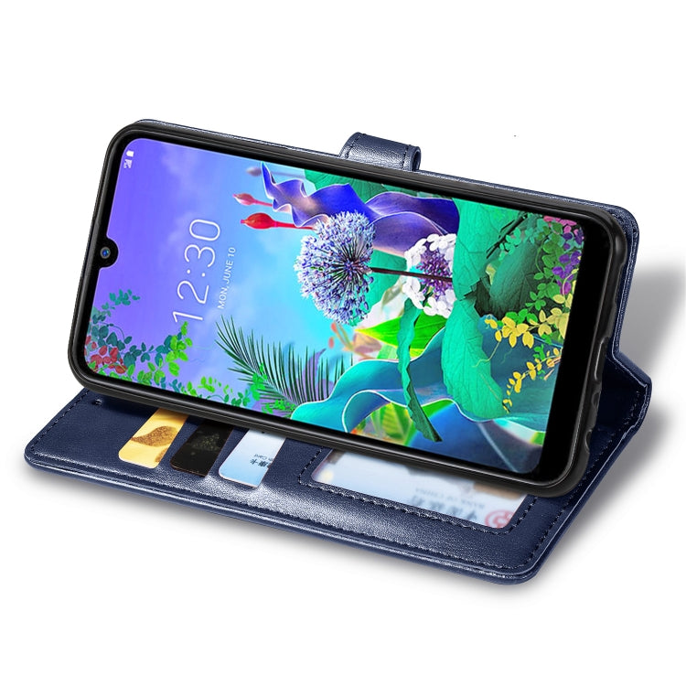 Retro Solid Color Leather Buckle Mobile Phone Protection Leather Case with Lanyard & Photo Frame & Card Slot & Wallet & Bracket Function for LG Q60