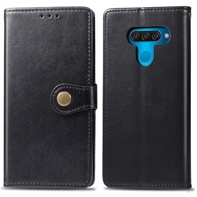 Retro Solid Color Leather Buckle Mobile Phone Protection Leather Case with Lanyard & Photo Frame & Card Slot & Wallet & Bracket Function for LG Q60