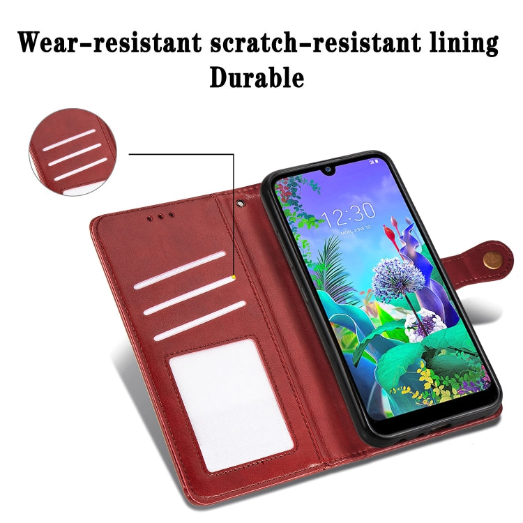 Retro Solid Color Leather Buckle Mobile Phone Protection Leather Case with Lanyard & Photo Frame & Card Slot & Wallet & Bracket Function for LG Q60