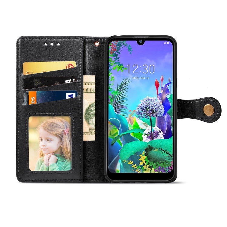 Retro Solid Color Leather Buckle Mobile Phone Protection Leather Case with Lanyard & Photo Frame & Card Slot & Wallet & Bracket Function for LG Q60