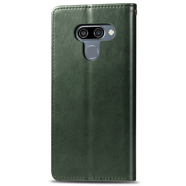 Retro Solid Color Leather Buckle Mobile Phone Protection Leather Case with Lanyard & Photo Frame & Card Slot & Wallet & Bracket Function for LG K50