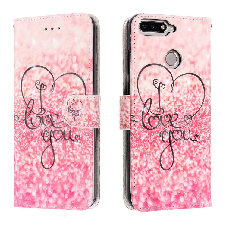 3D Visual Painting Left And Right Open Leather Case for Huawei Enjoy 8e / 7A / 7A Pro / Y6 Prime 2018 , With Bracket & Card Slot & Wallet & Bracelet