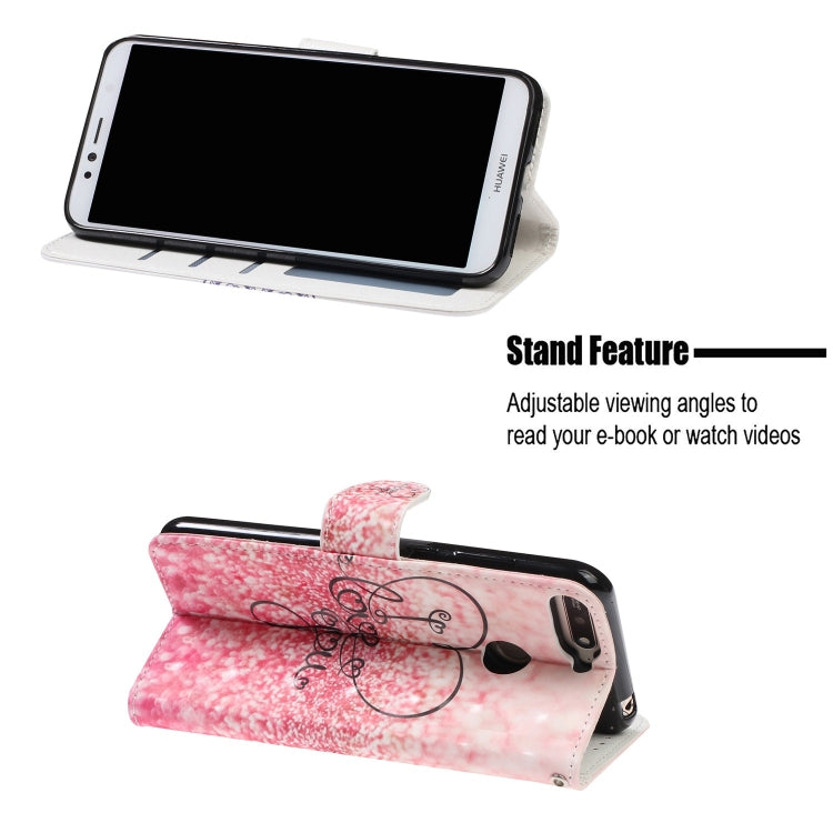 3D Visual Painting Left And Right Open Leather Case for Huawei Enjoy 8e / 7A / 7A Pro / Y6 Prime 2018 , With Bracket & Card Slot & Wallet & Bracelet