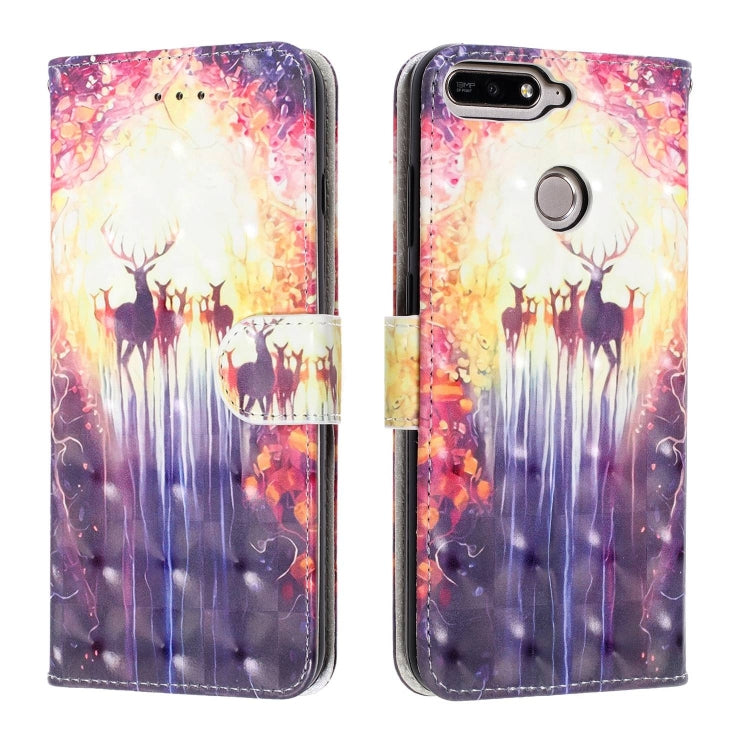 3D Visual Painting Left And Right Open Leather Case for Huawei Enjoy 8e / 7A / 7A Pro / Y6 Prime 2018 , With Bracket & Card Slot & Wallet & Bracelet