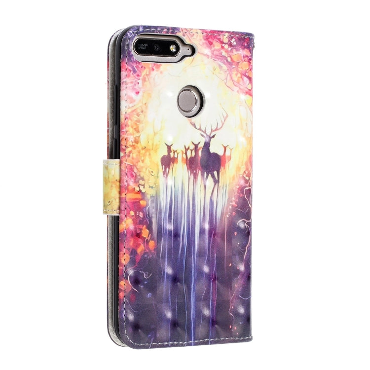 3D Visual Painting Left And Right Open Leather Case for Huawei Enjoy 8e / 7A / 7A Pro / Y6 Prime 2018 , With Bracket & Card Slot & Wallet & Bracelet