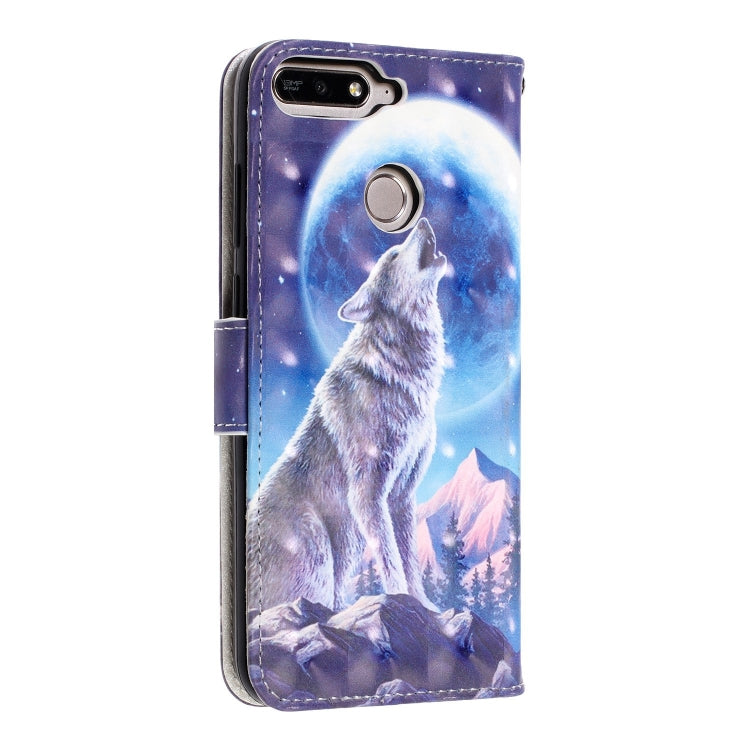 3D Visual Painting Left And Right Open Leather Case for Huawei Enjoy 8e / 7A / 7A Pro / Y6 Prime 2018 , With Bracket & Card Slot & Wallet & Bracelet